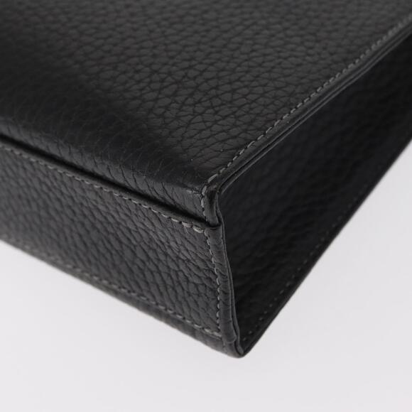 BURBERRY Clutch Bag Leather Black Silver Auth bs31755